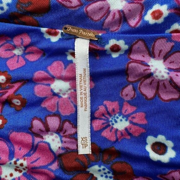 Free People Daisy Jane Botanical Floral Mini Dress Blue Pink XS FLAW - Picture 8 of 11